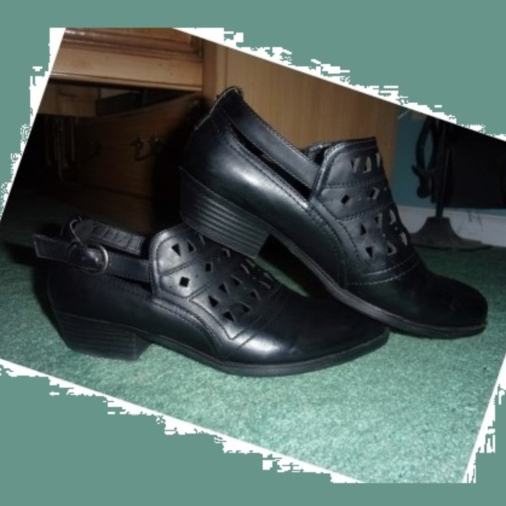 Black Laser Cut Faux Leather Booties